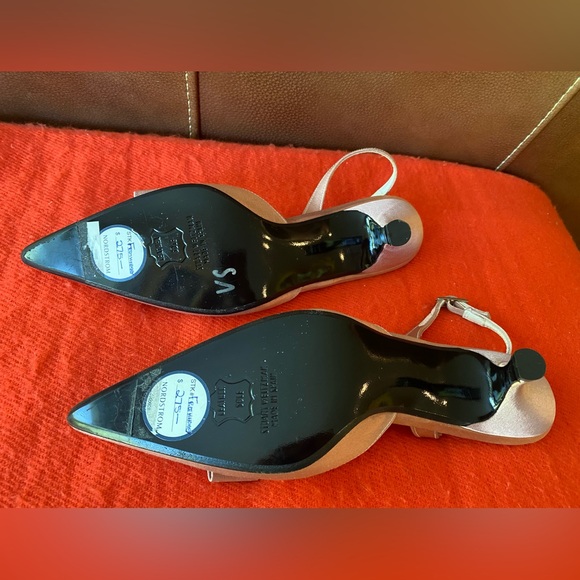 Stuart Weitzman light pink satin evening sling back low heels. - Picture 4 of 4